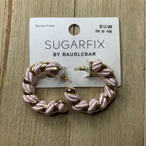 SUGARFIX® by BaubleBar Pink Gold Silky Twisted Cord Hoop Earrings Barbiecore